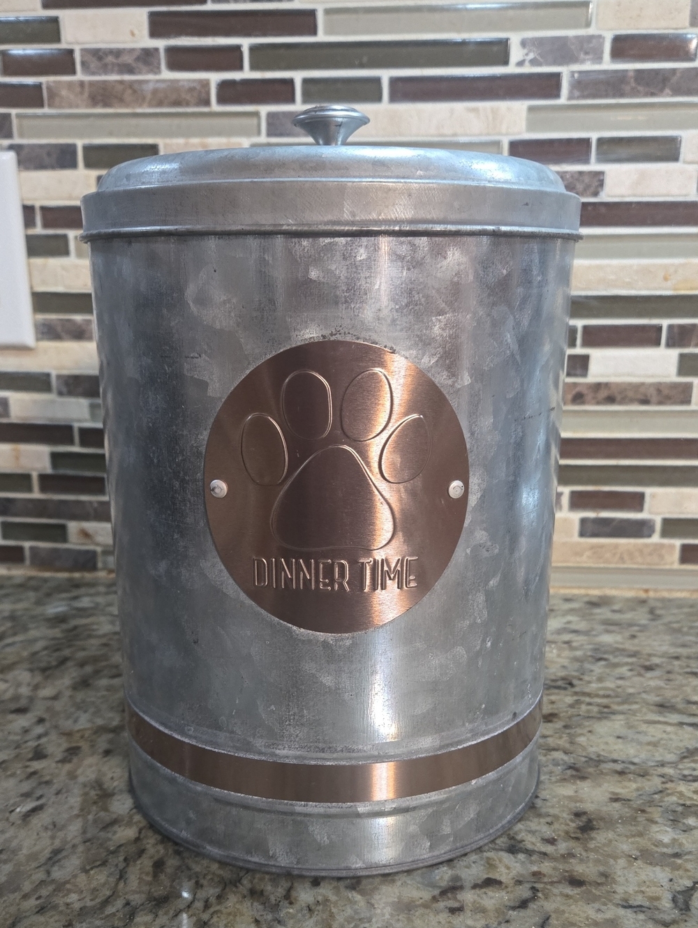 American Atelier Silver & Copper Pet Food Canister
